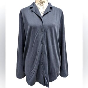 Lolë grey women's charcoal long sleeves oversized button down shirt size S